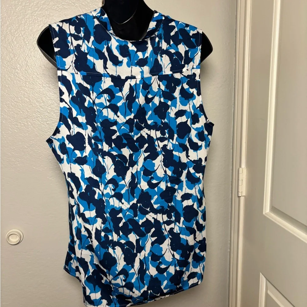 J. Crew Navy and White Floral Sleeveless Top